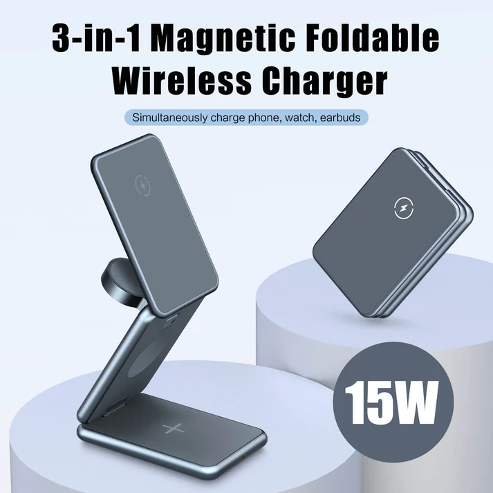 15W Magnetic Wireless Foldable Fast Charging Station