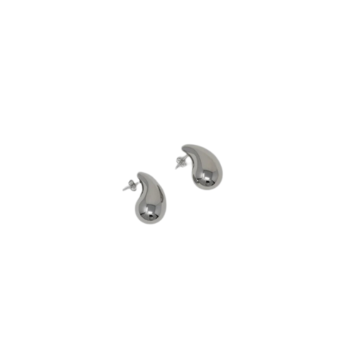 Crystal Tears Delicate Waterdrop Stud Earrings - Silver