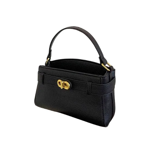 Aubrielle Metallic-Buckle Top Handle Bag - Black