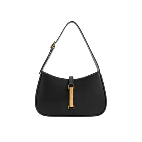 Cesia Metallic Accent Shoulder Bag - Black