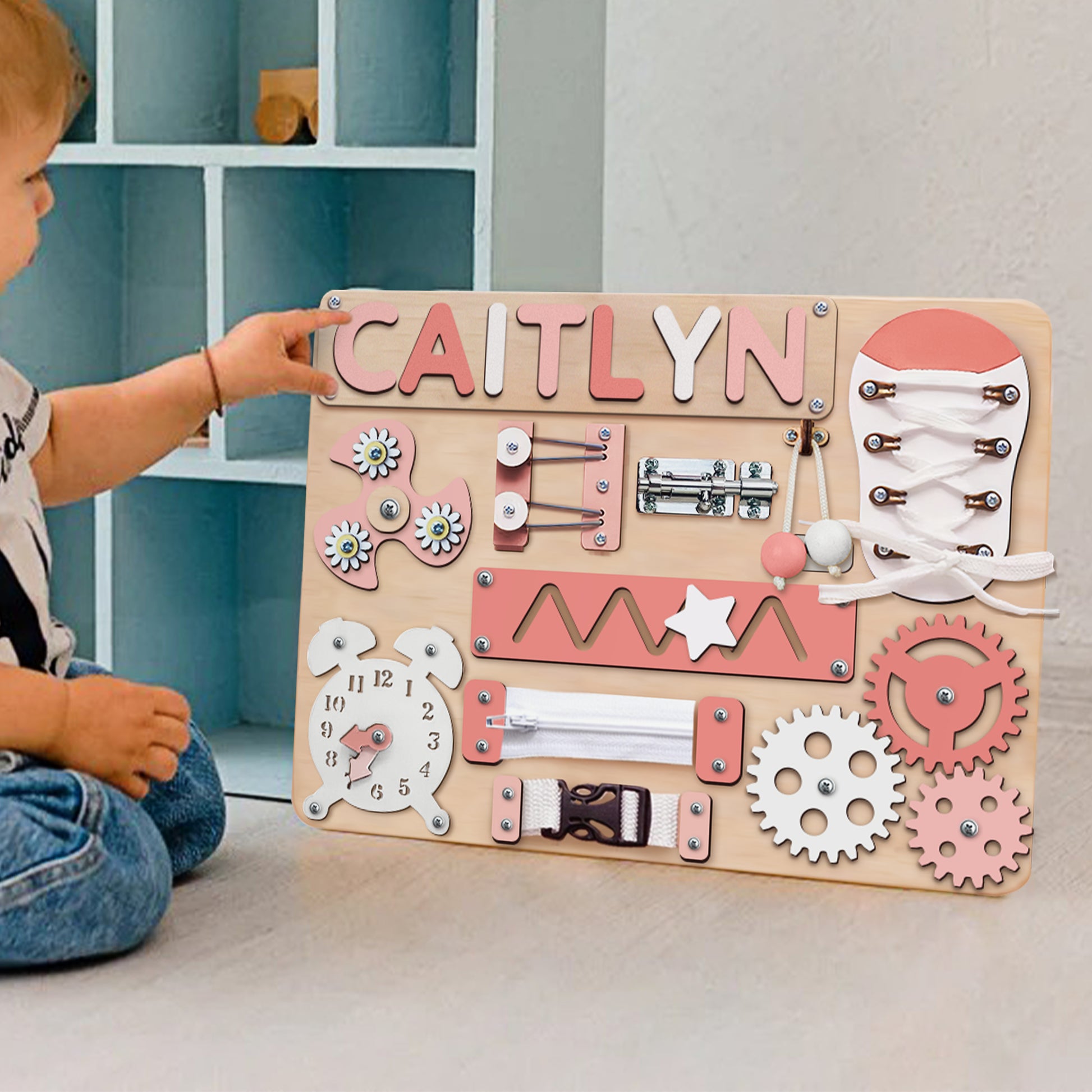 Customized Busy Board With Baby Name - Wooden Montessori Toys | BB10