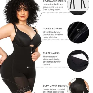 Firm Tummy Compression Bodysuit Shaper With Butt Lifter