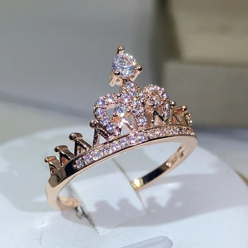 Princess Grace Enchanting Rose Gold Crown Ring