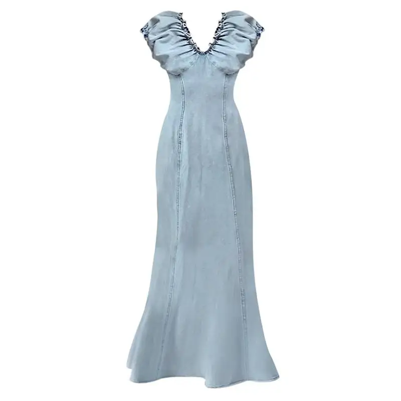 The Enchanting Denim Maxi Dress