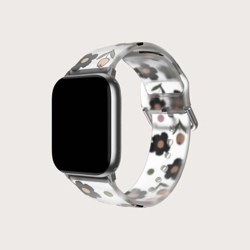 Black Floral Apple Watch Band