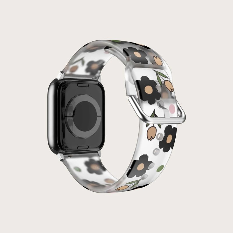 Black Floral Apple Watch Band