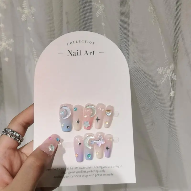 Kawaii Moon & Star Reusable Press-On Nails