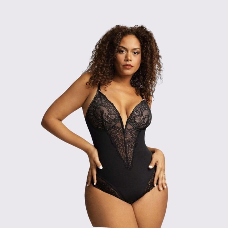 Lace Deep-V Neck Bodysuits