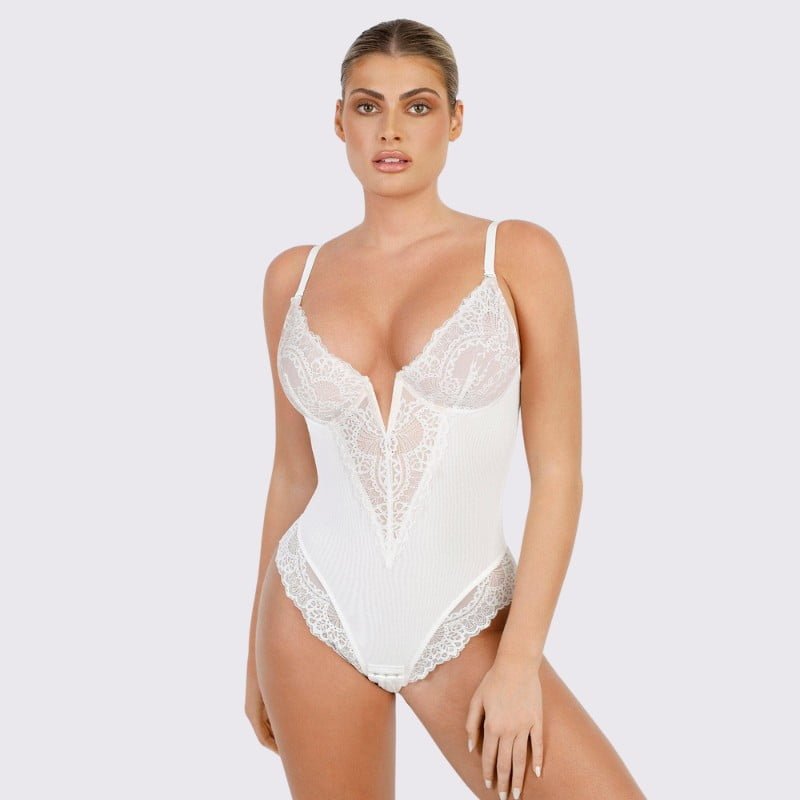 Lace Deep-V Neck Bodysuits