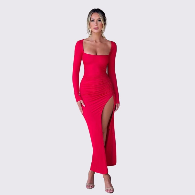 Lana Long Sleeve Ruched Maxi Dress 1