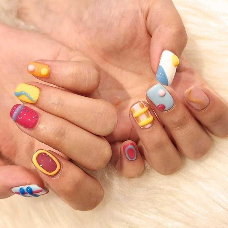 Rainbow Midsummer Press on Nail