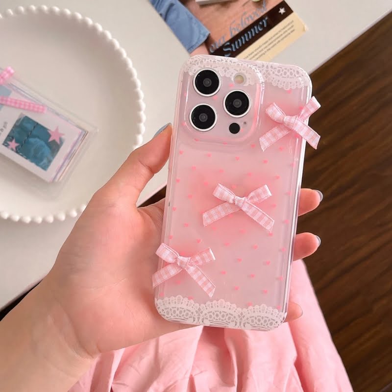 Stylish Pink Bowknot Love Lace Case 