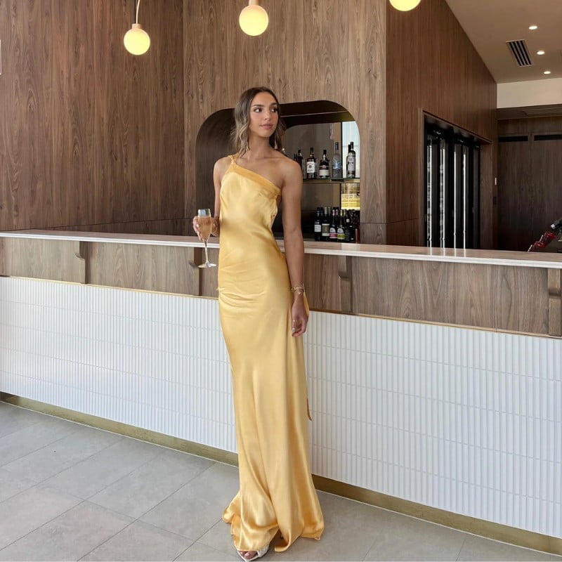 Jessica Gold Silk Maxi Dress