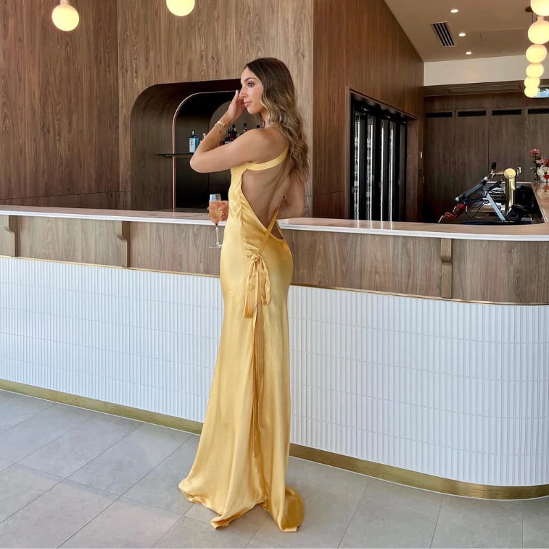 Jessica Gold Silk Maxi Dress