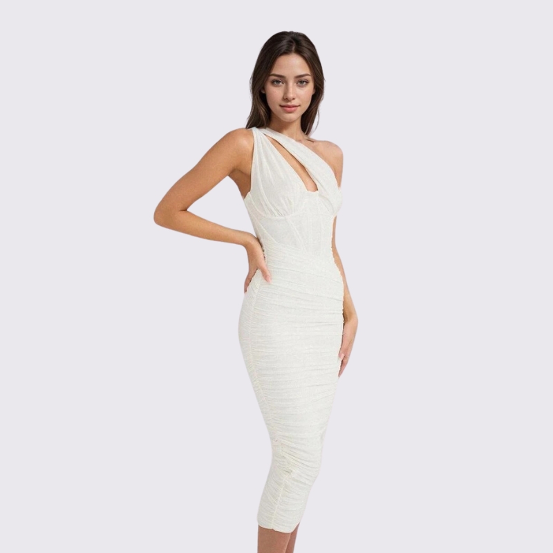 Malia White Mesh Midi Dress