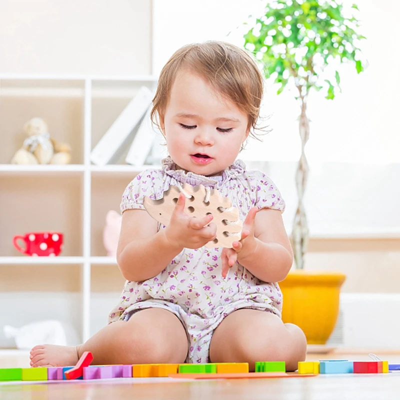 Montessori Wooden Hedgehog Threading Board