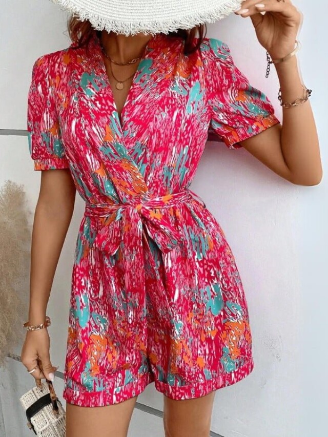 ReChic Colorful Tie-Dye Lace-Up Jumpsuit