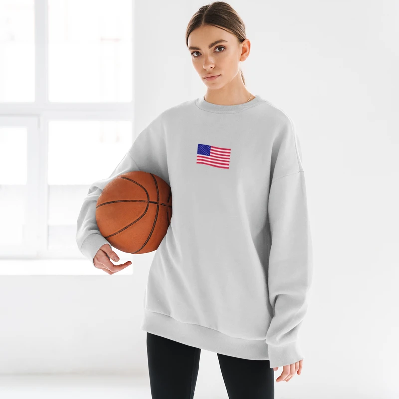 American Flag Embroidered Sweatshirt