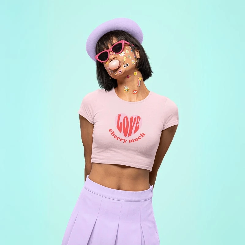 Love Cherry Much Print Crop Tee