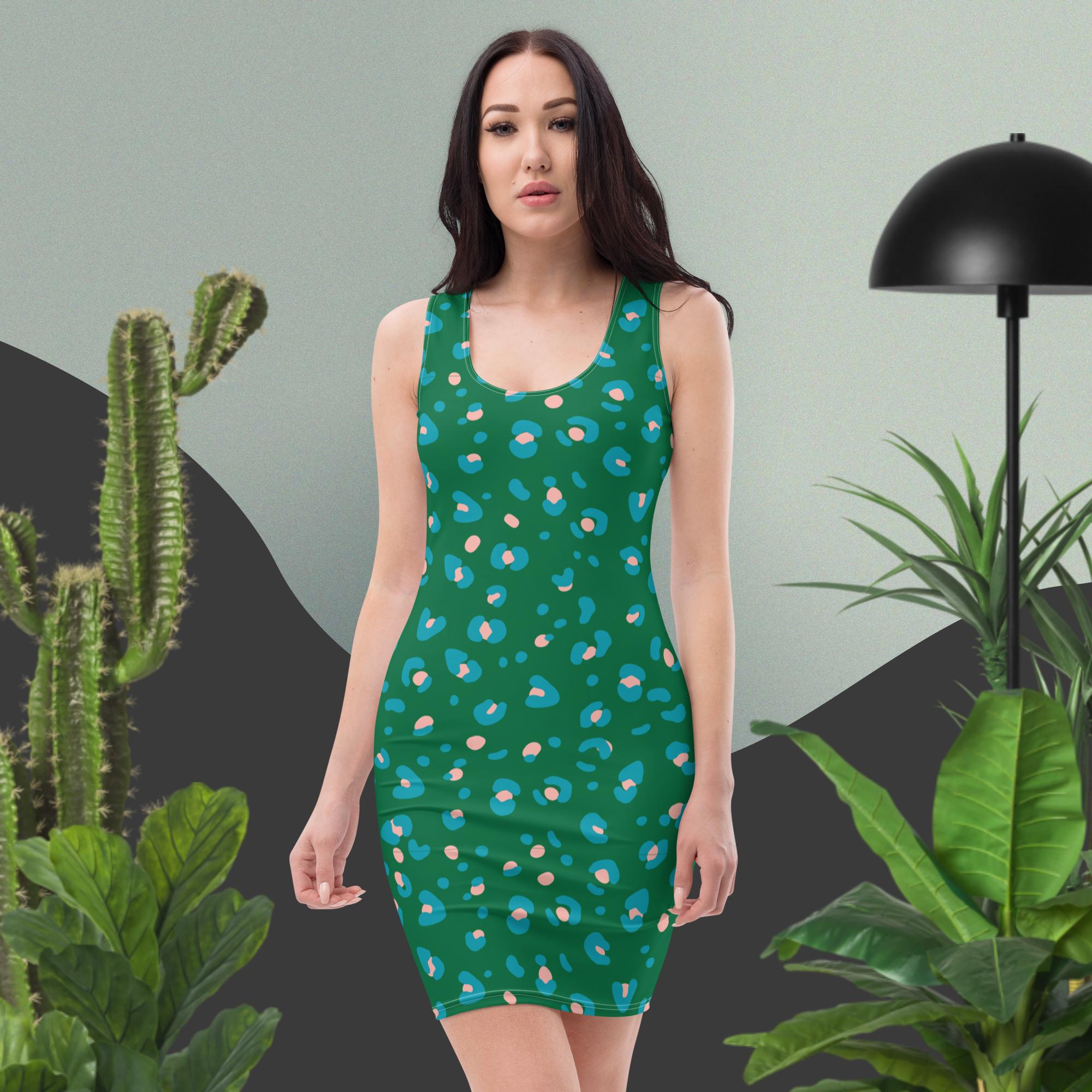 Green Leopard Bodycon Dress