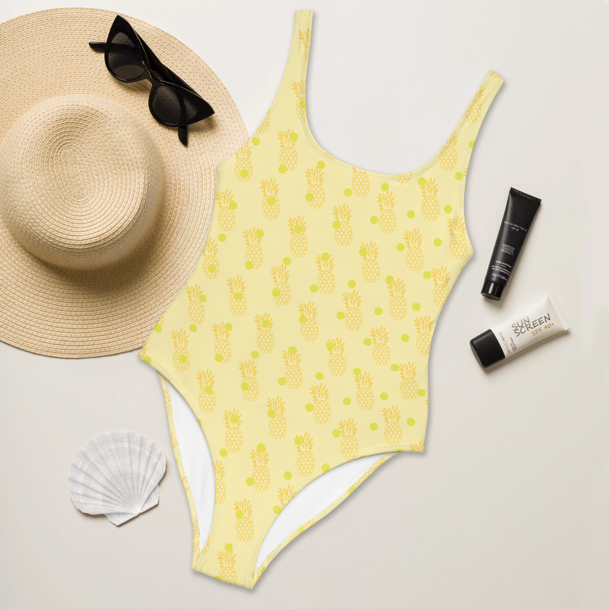 Pineapple Mania Print One-Piece Swimsuit