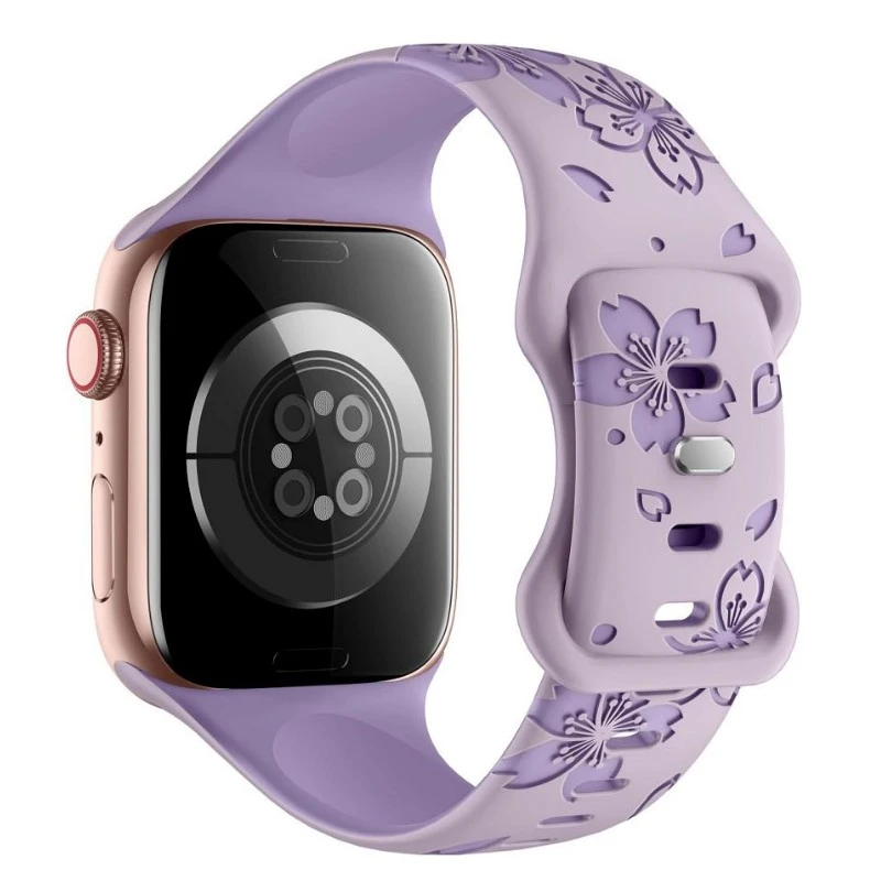 Floral Engraved Apple Watch Band - Aunomay