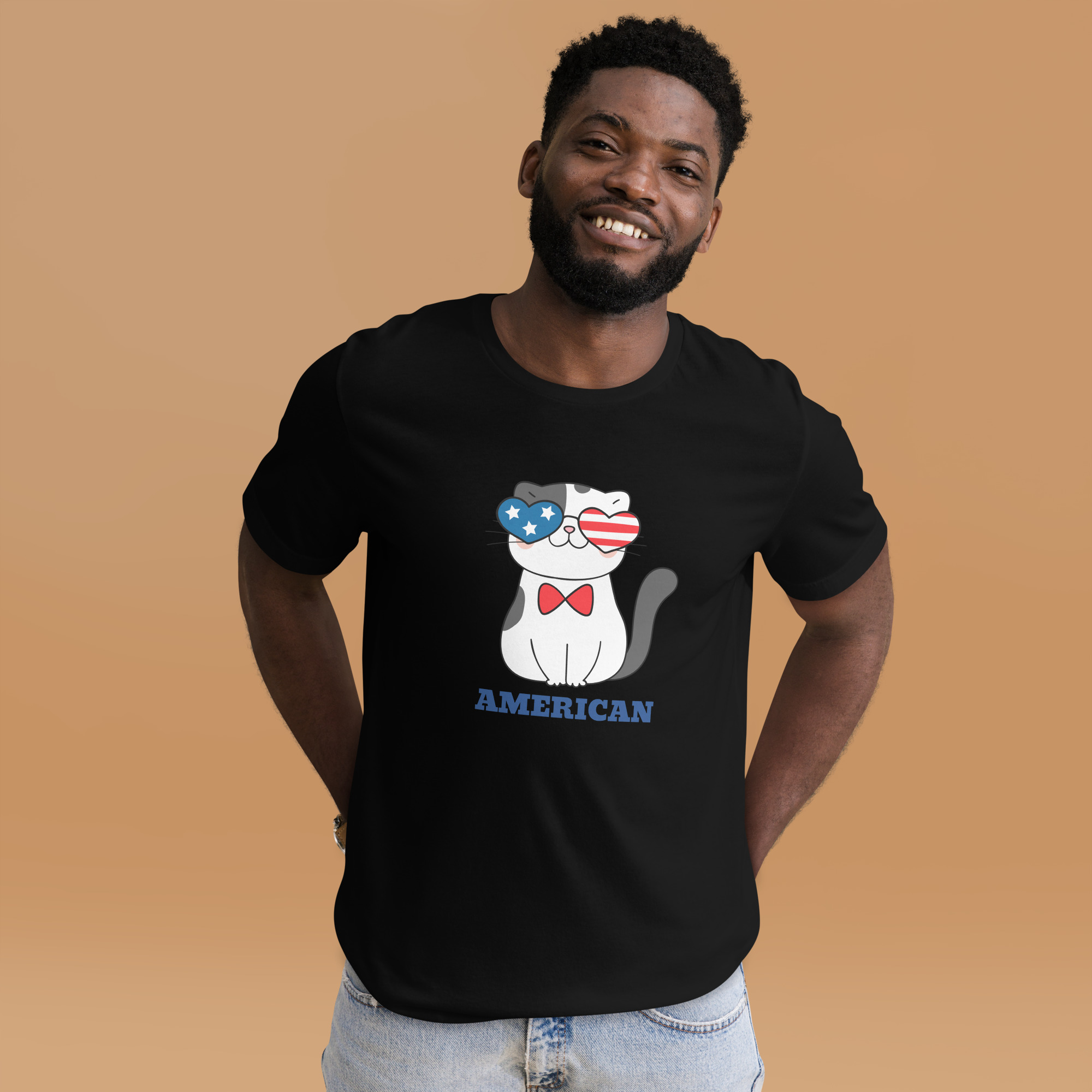 American Glasses Cat Print Unisex T-shirt