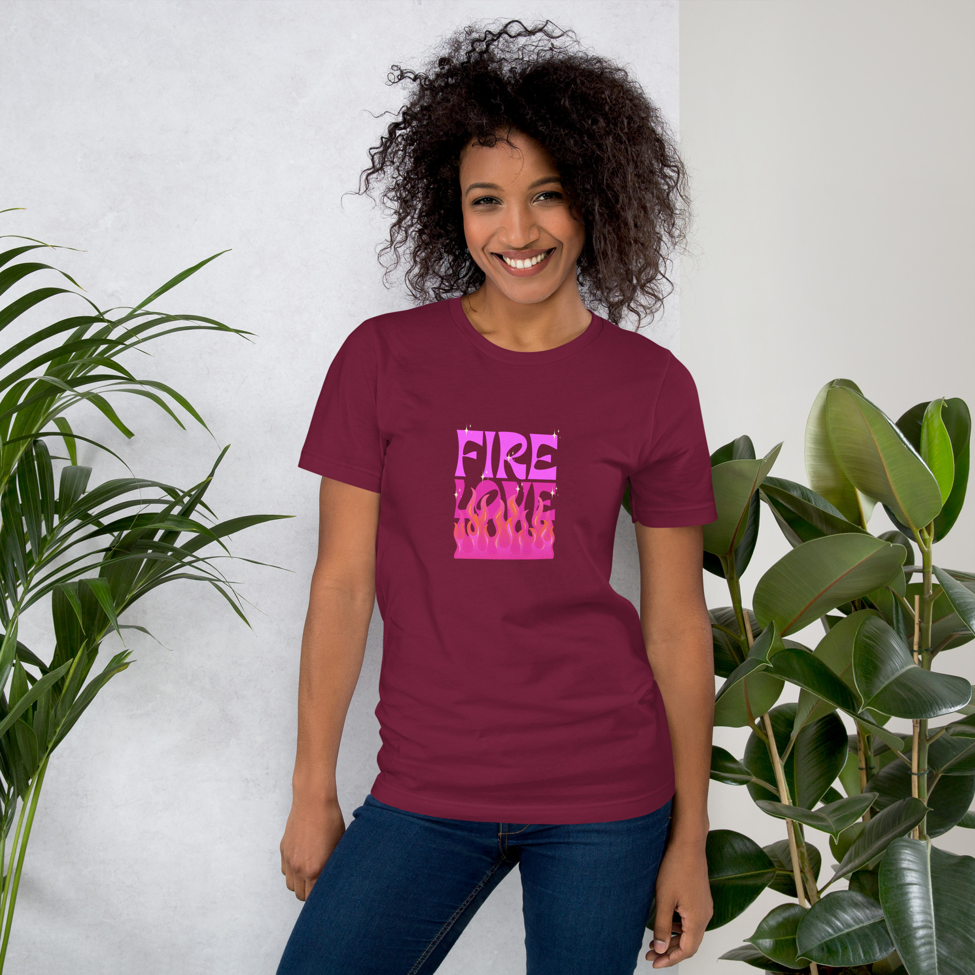 Fire Love Print Unisex T-shirt