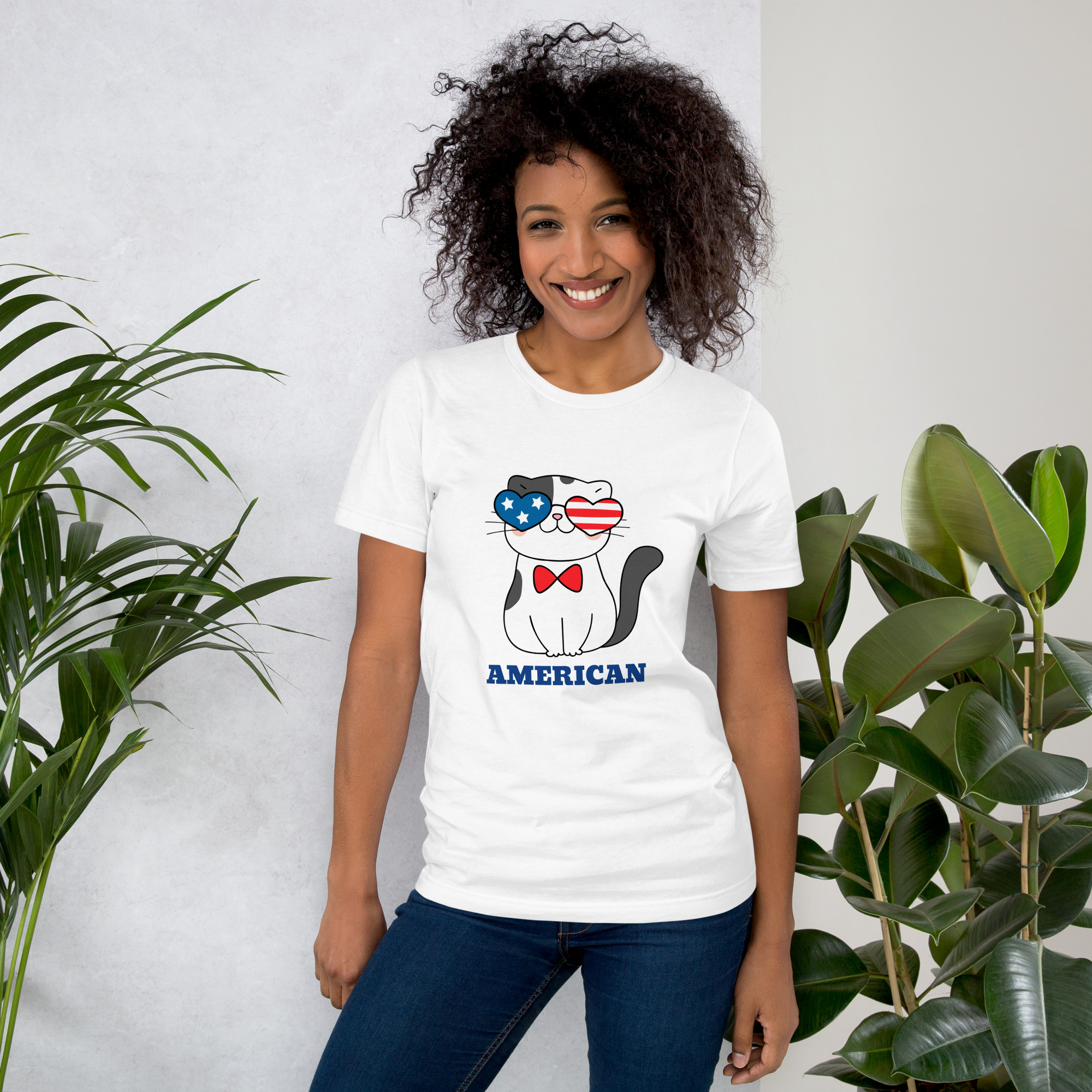 American Glasses Cat Print Unisex T-shirt