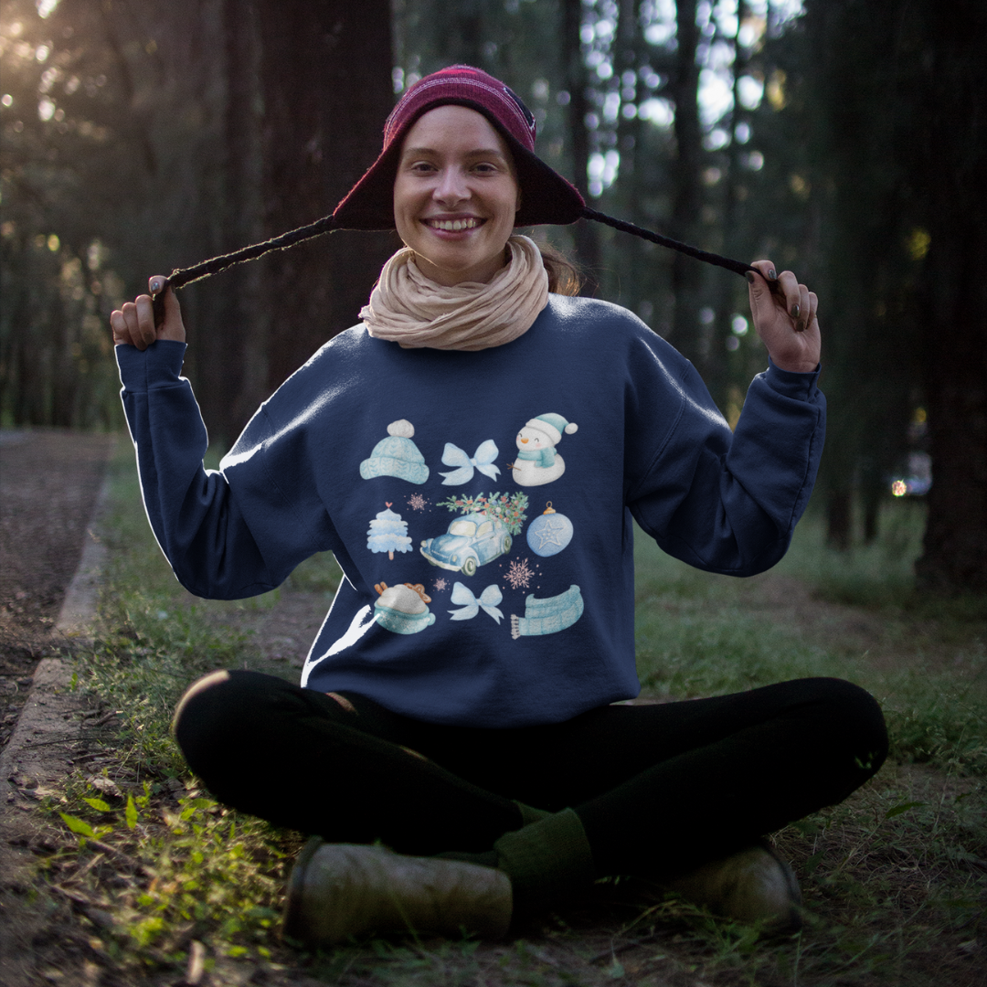 Blue Christmas Snow Crewneck Sweatshirt