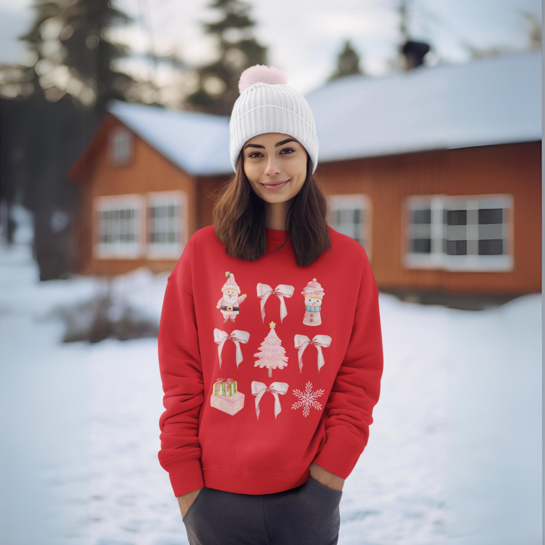 Christmas Pink Coquette Crewneck Sweatshirt