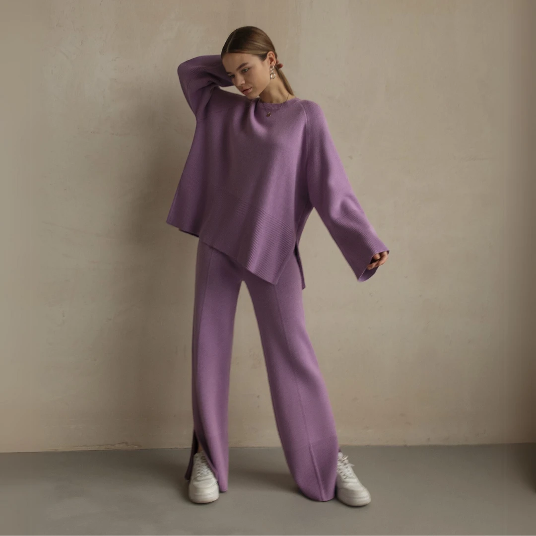 Oversized Knitwear Set - Purple