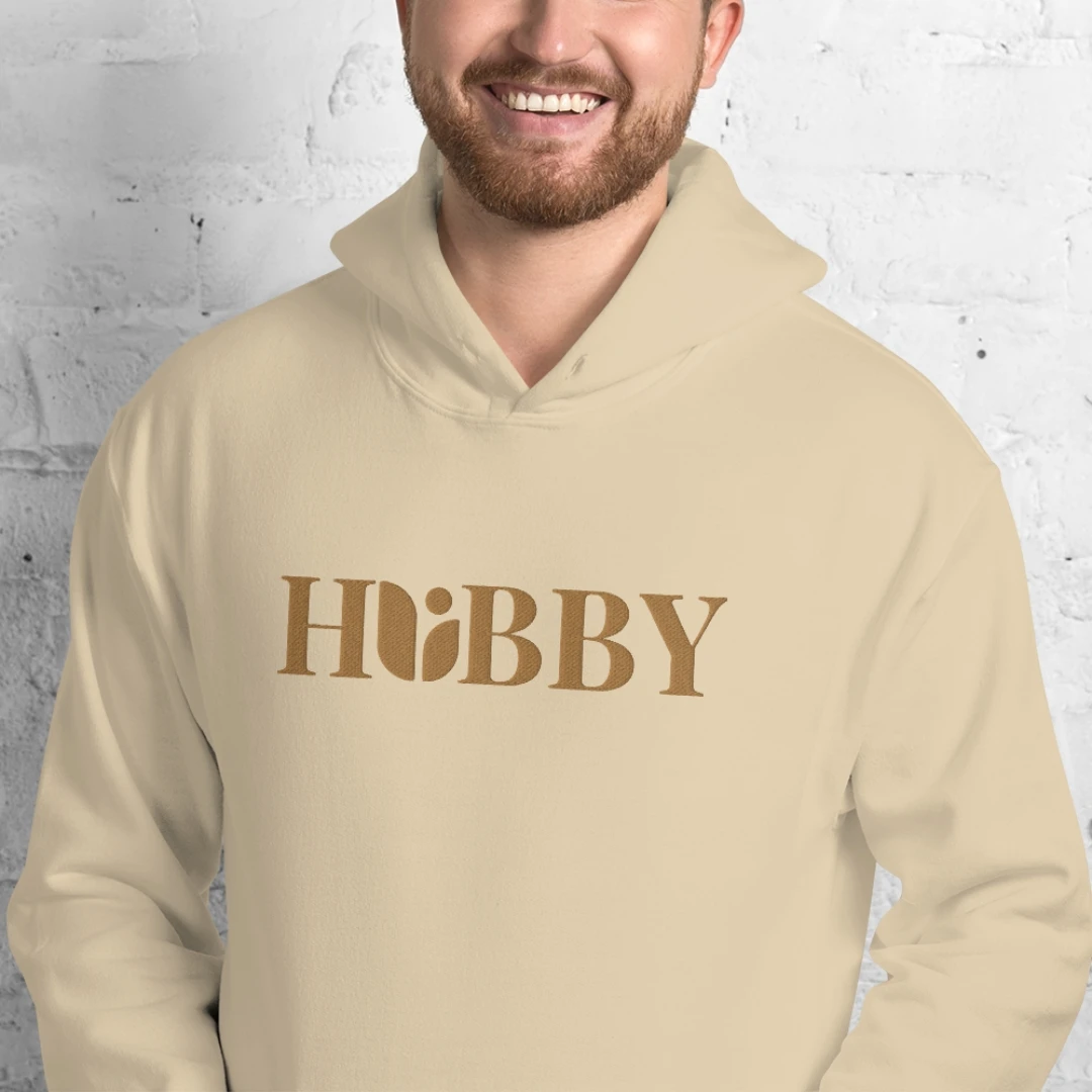 Hubby Embroidered Hoodie – Sand