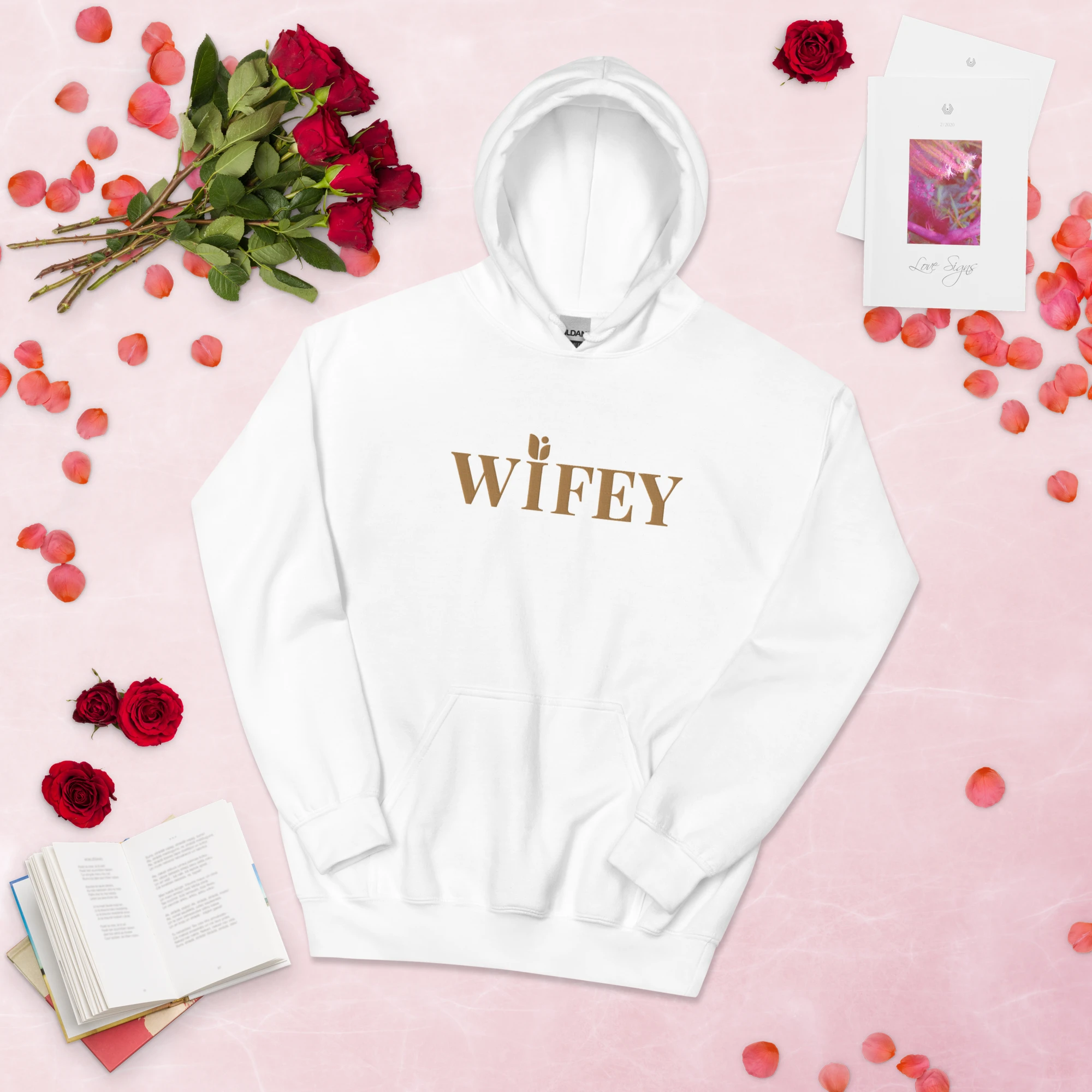 Wifey Embroidered Hoodie - White