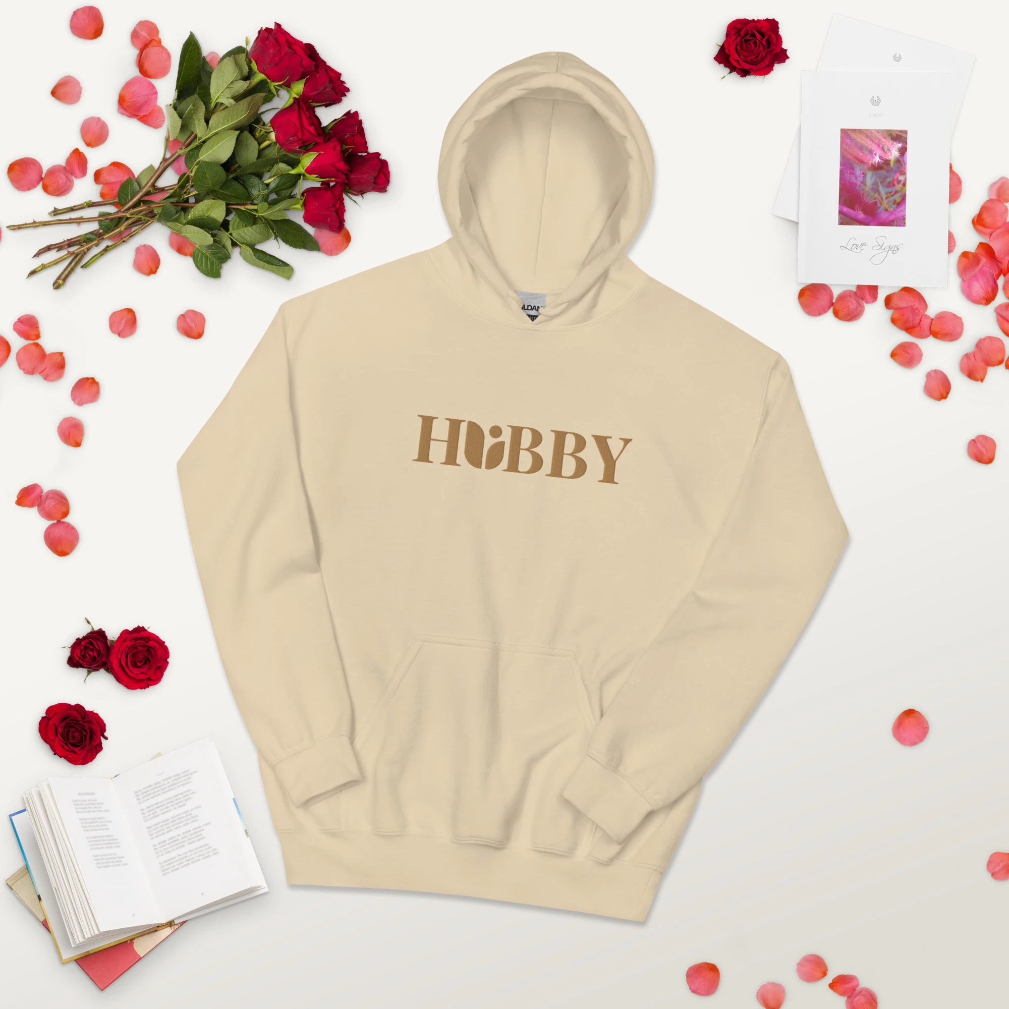 Hubby Embroidered Hoodie – Sand