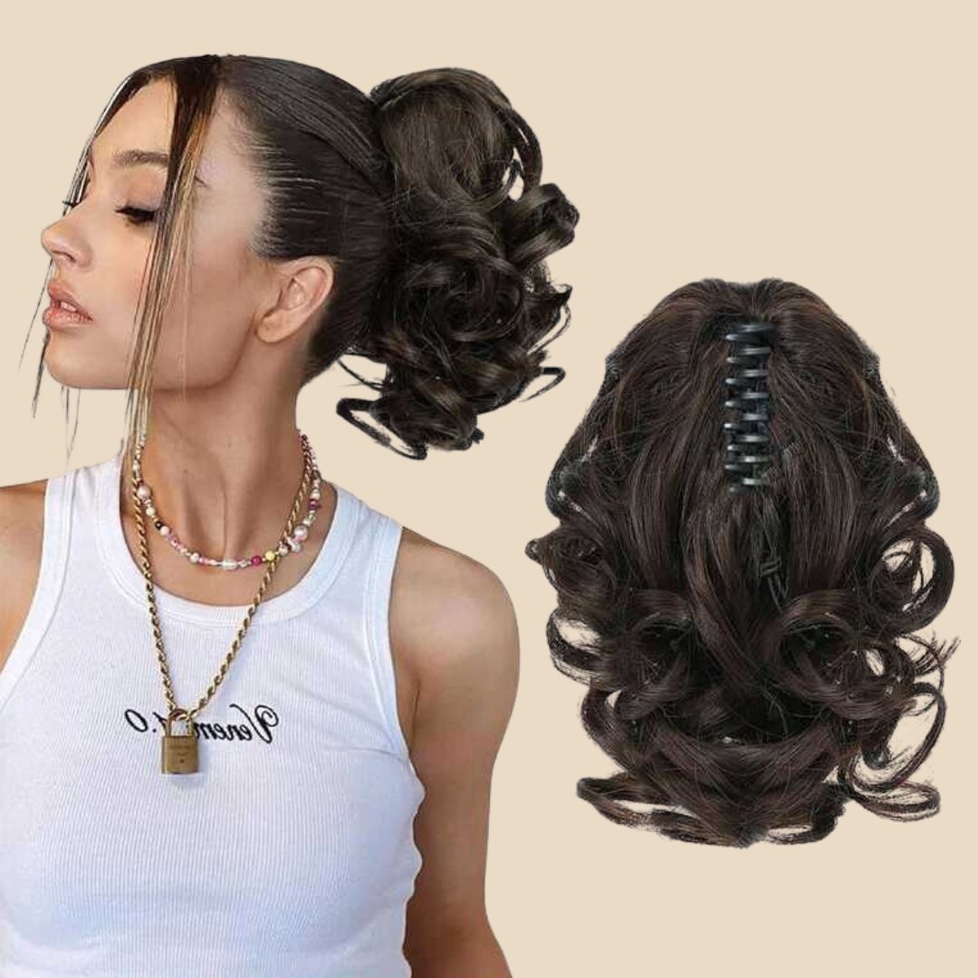 Aunomay Claw Clip Beach Waves Ponytail Extension 10''