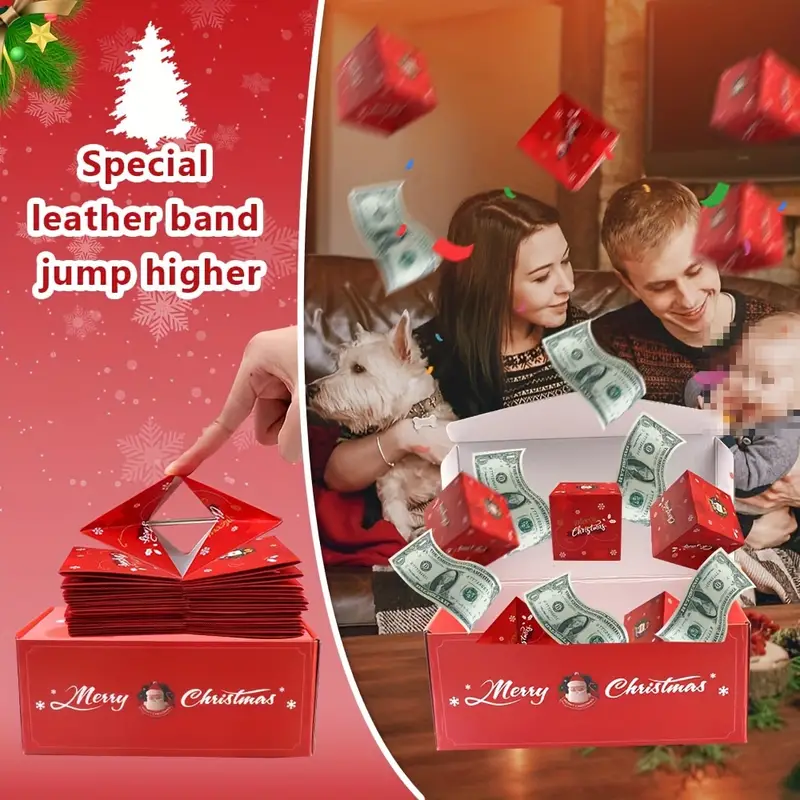 Christmas Surprise Pop-up Money Box Red