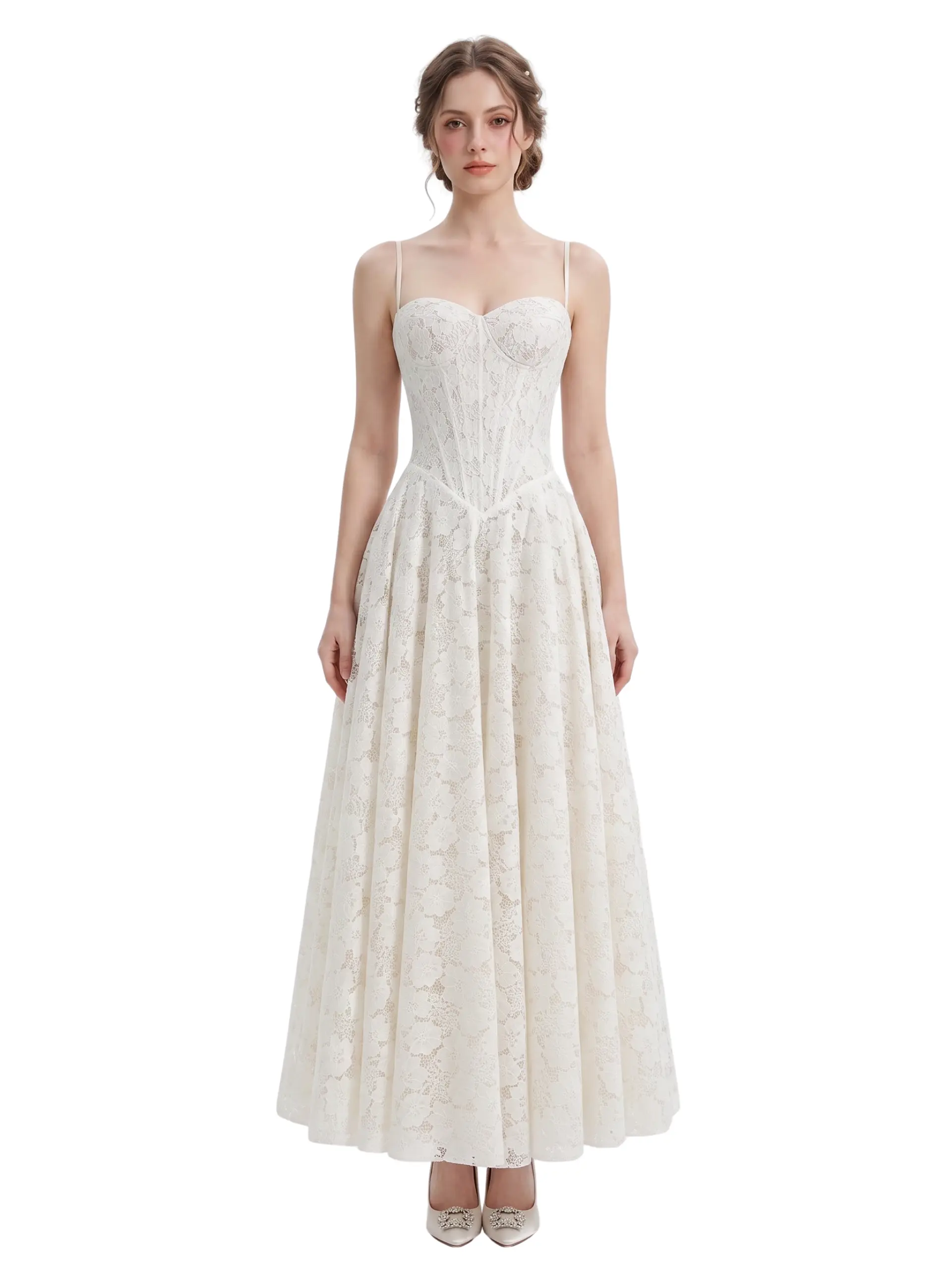 Celina Long Sleeve Lace Corset Gown