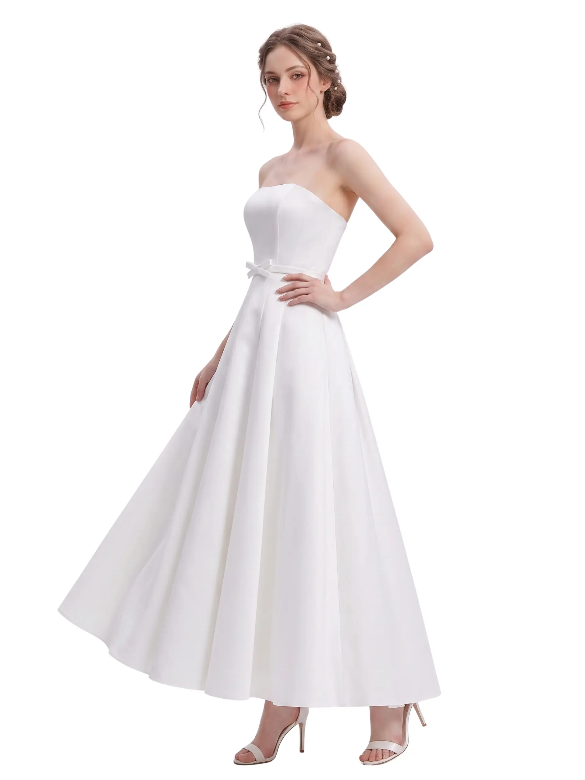 Aleta Strapless Satin A-Line Rehearsal Dinner Dress