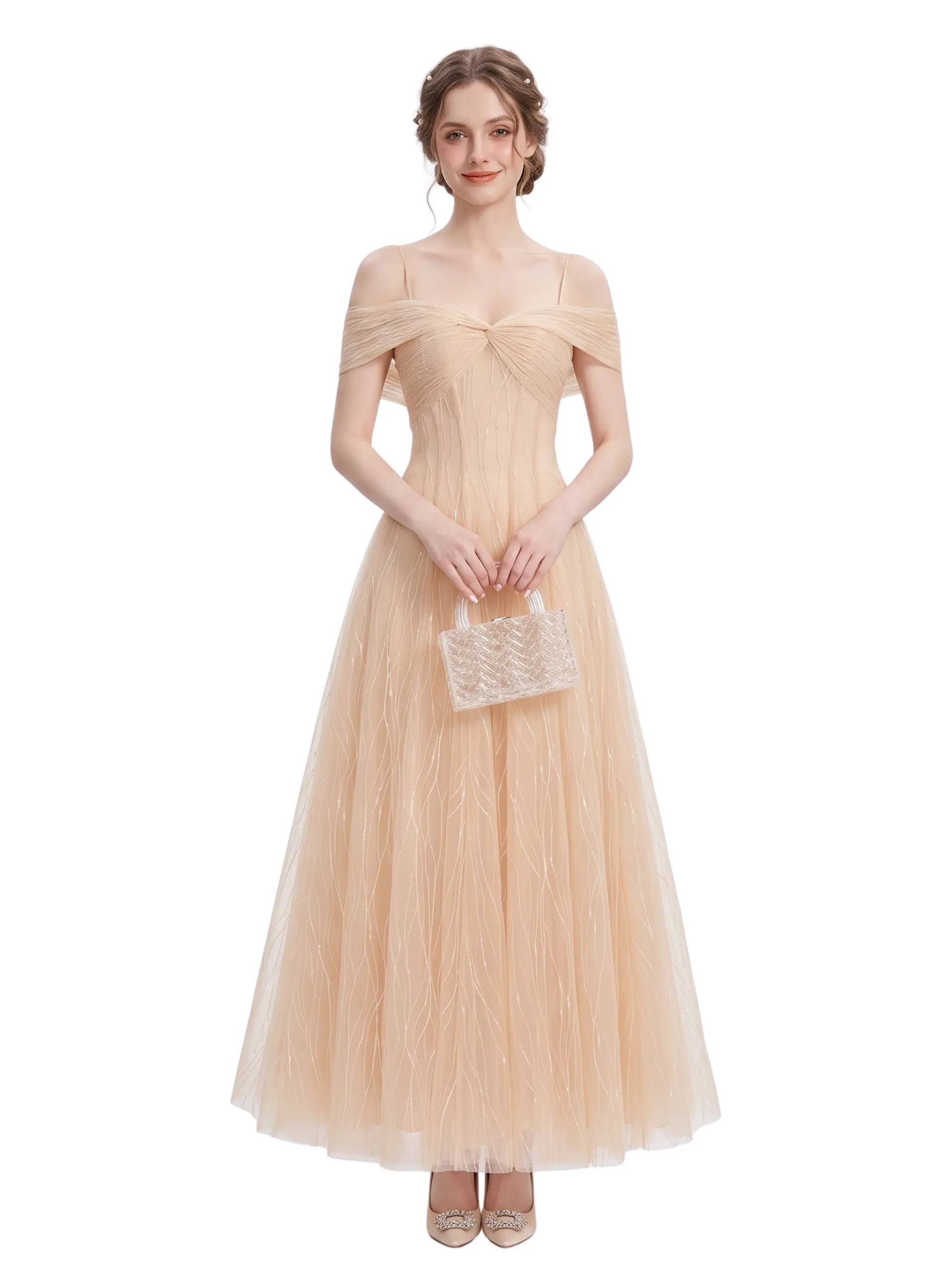 Essy Tulle Off Shoulder Midi Dress