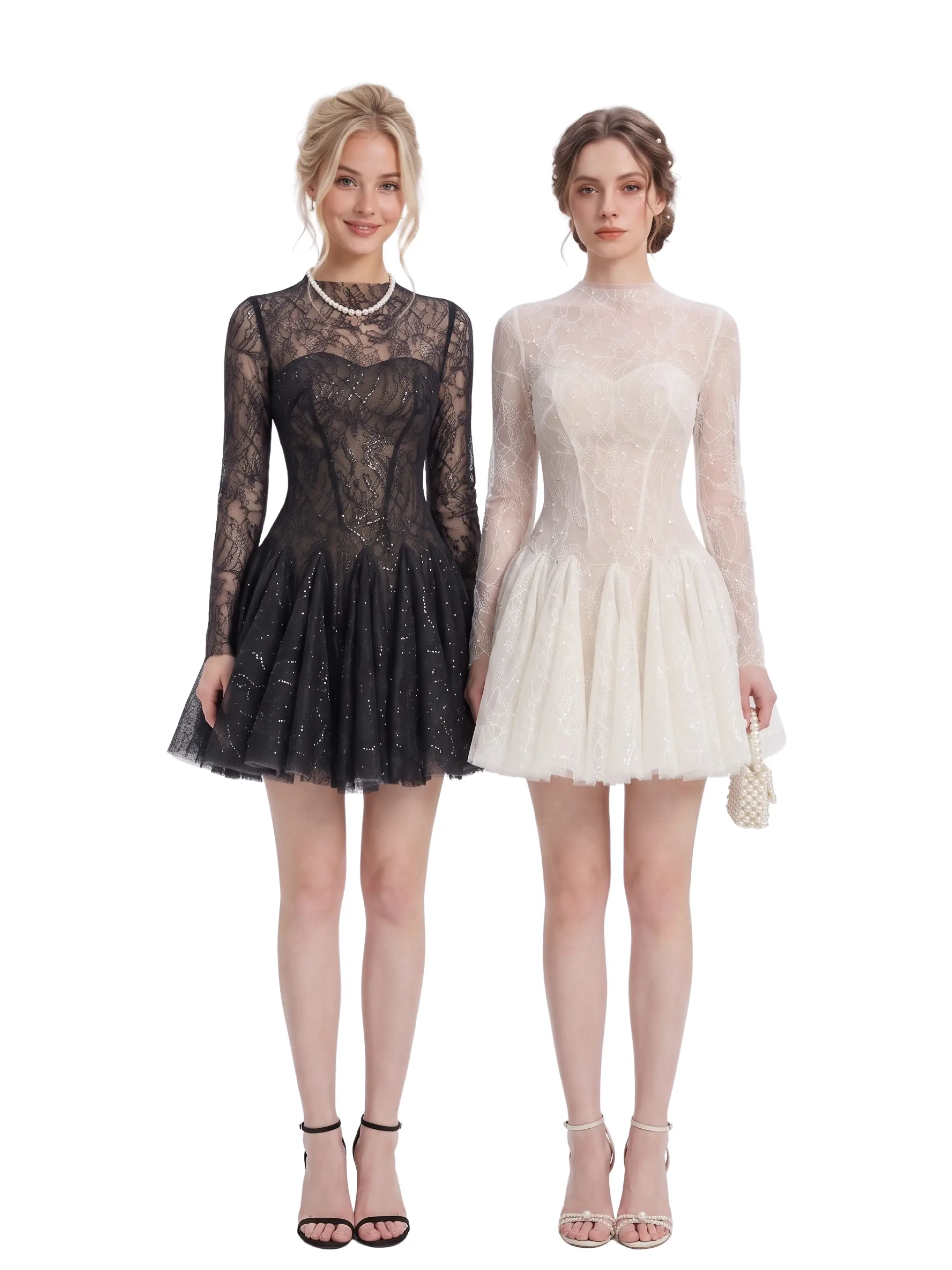 Veliana Open Back Sequin Lace Mini Dress