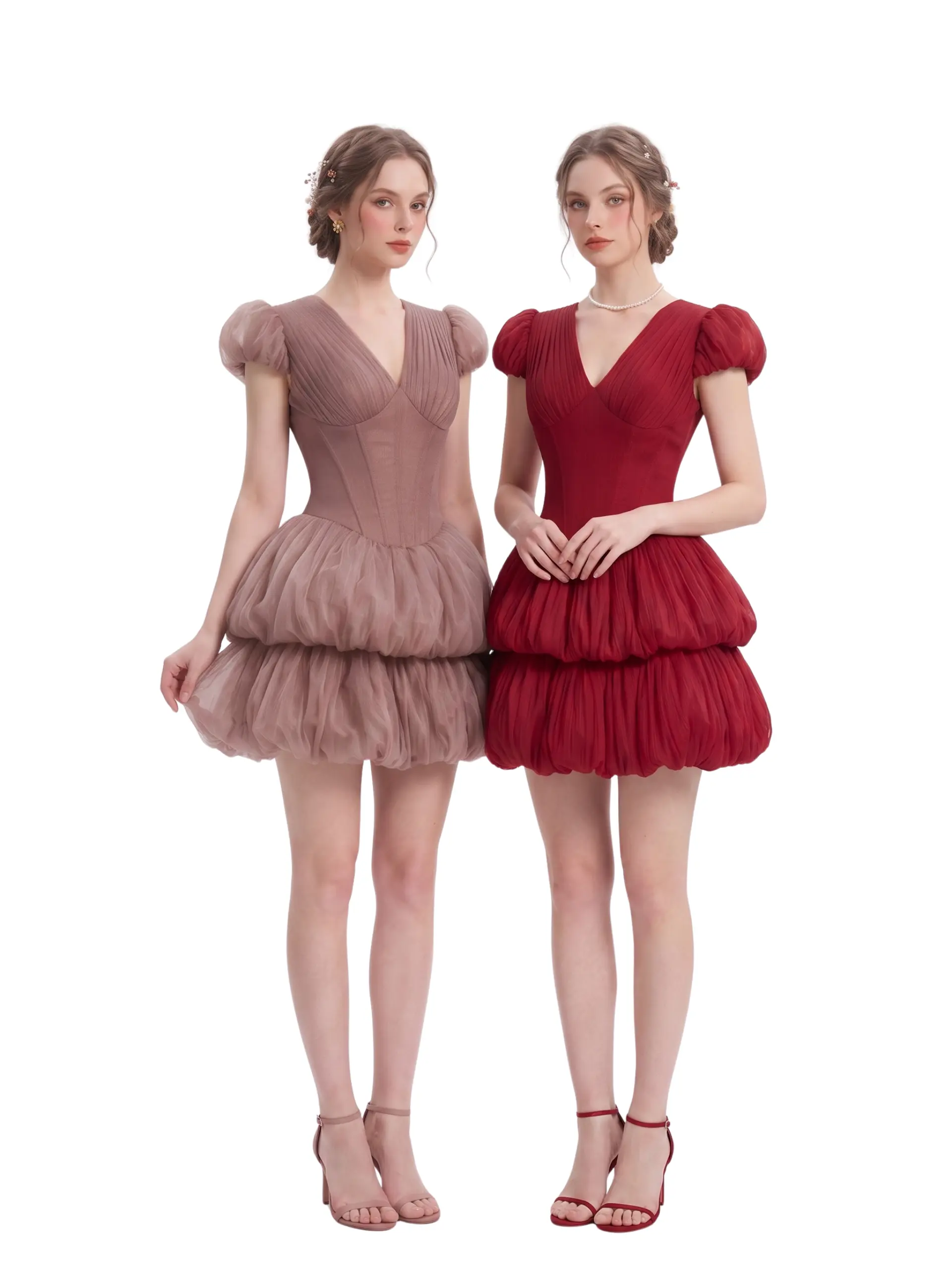 Aeris Puff Sleeve Bubble Hem Mini Dress